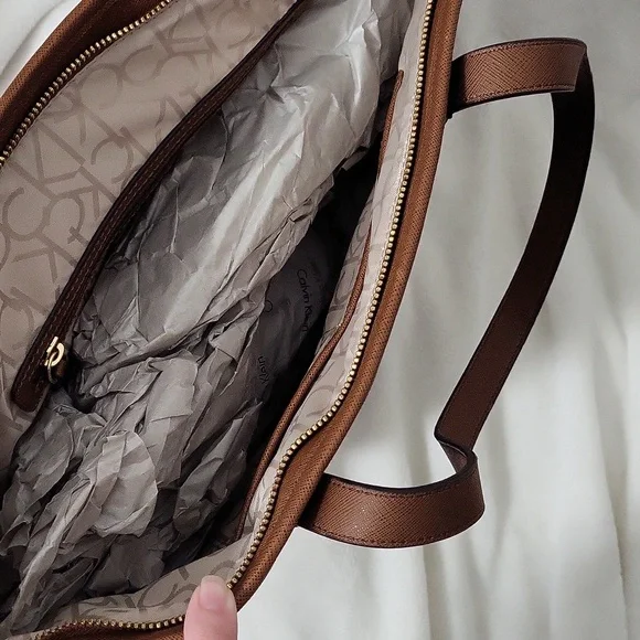 Calvin Klein Dark Brown Monogram Tote - Picture 9 of 11